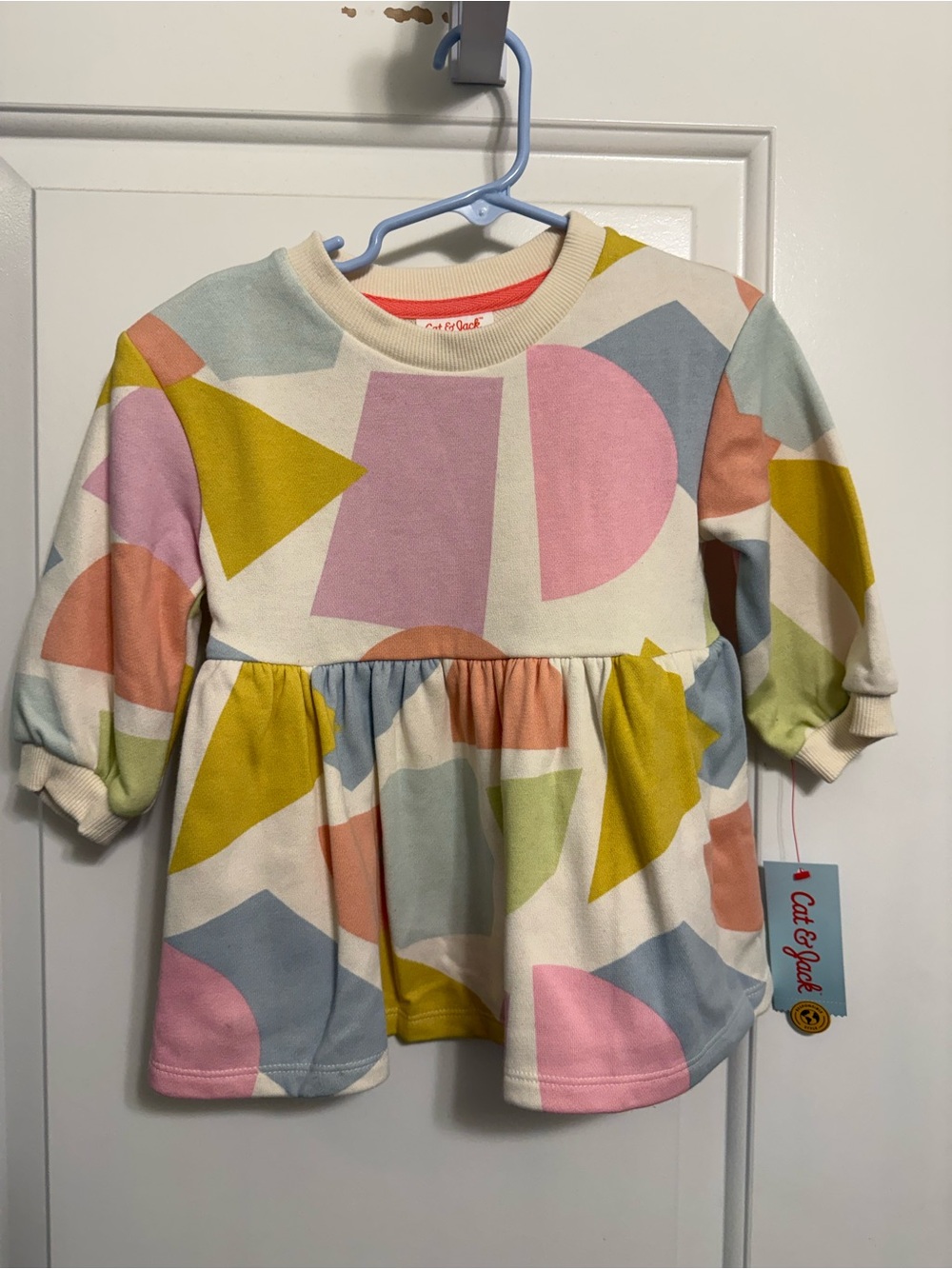 Cat & Jack Cream Geometric Print French Terry Dress